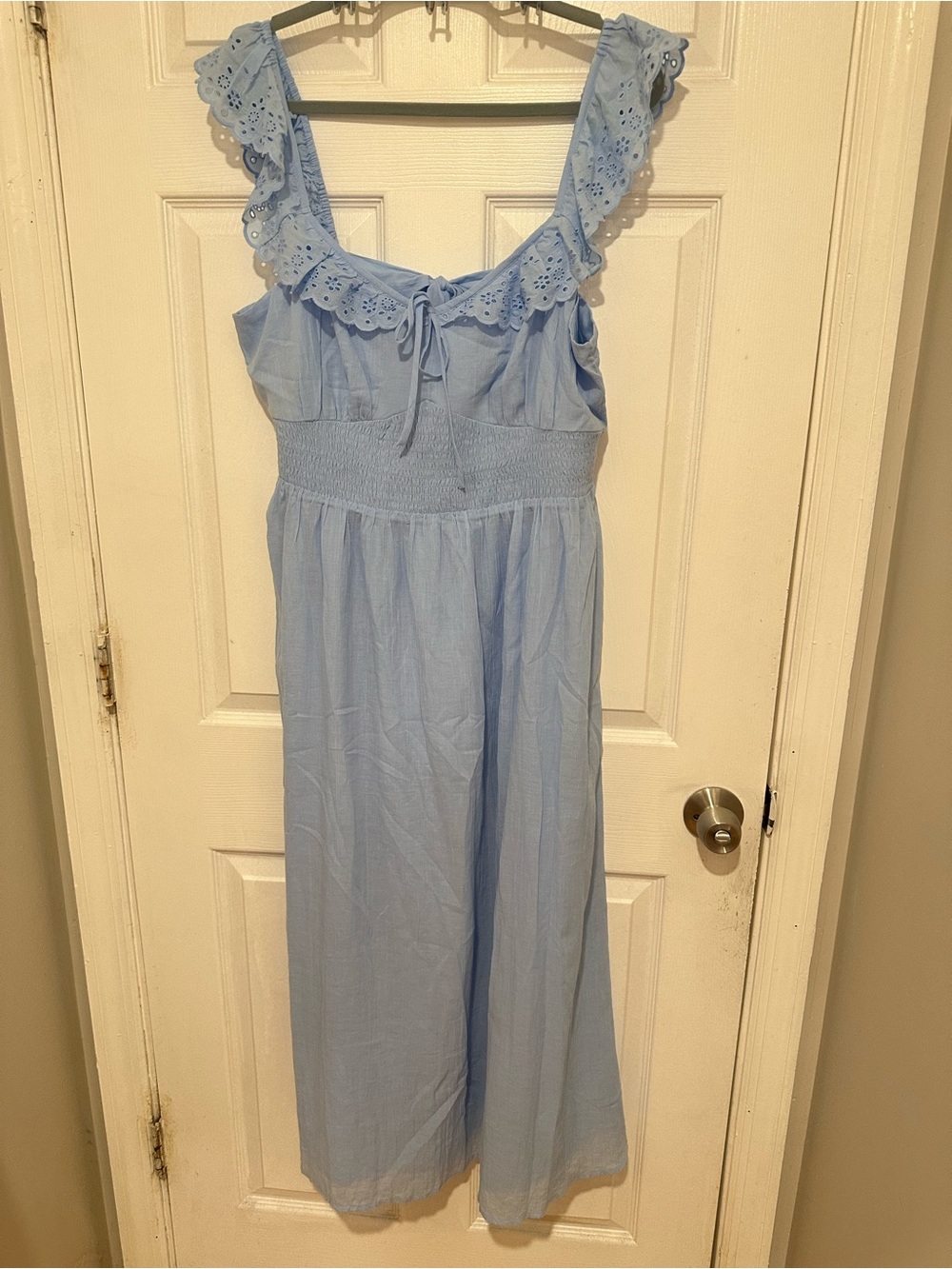 American Eagle Outfitters Light Blue Eyelet Ruffle Sundress